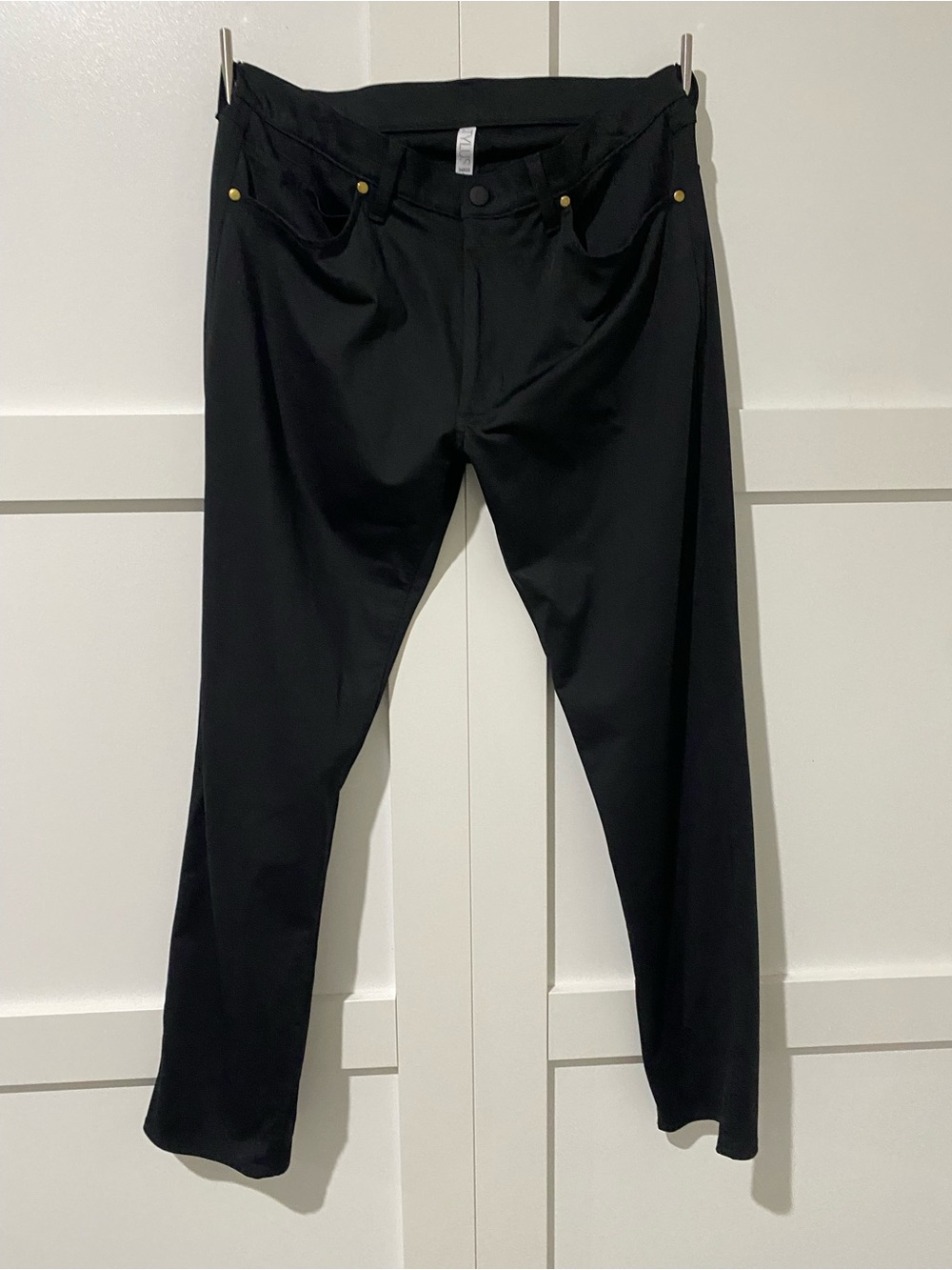 STYLUS Men's Black Slim Straight Jeans with Gold Rivet Accents